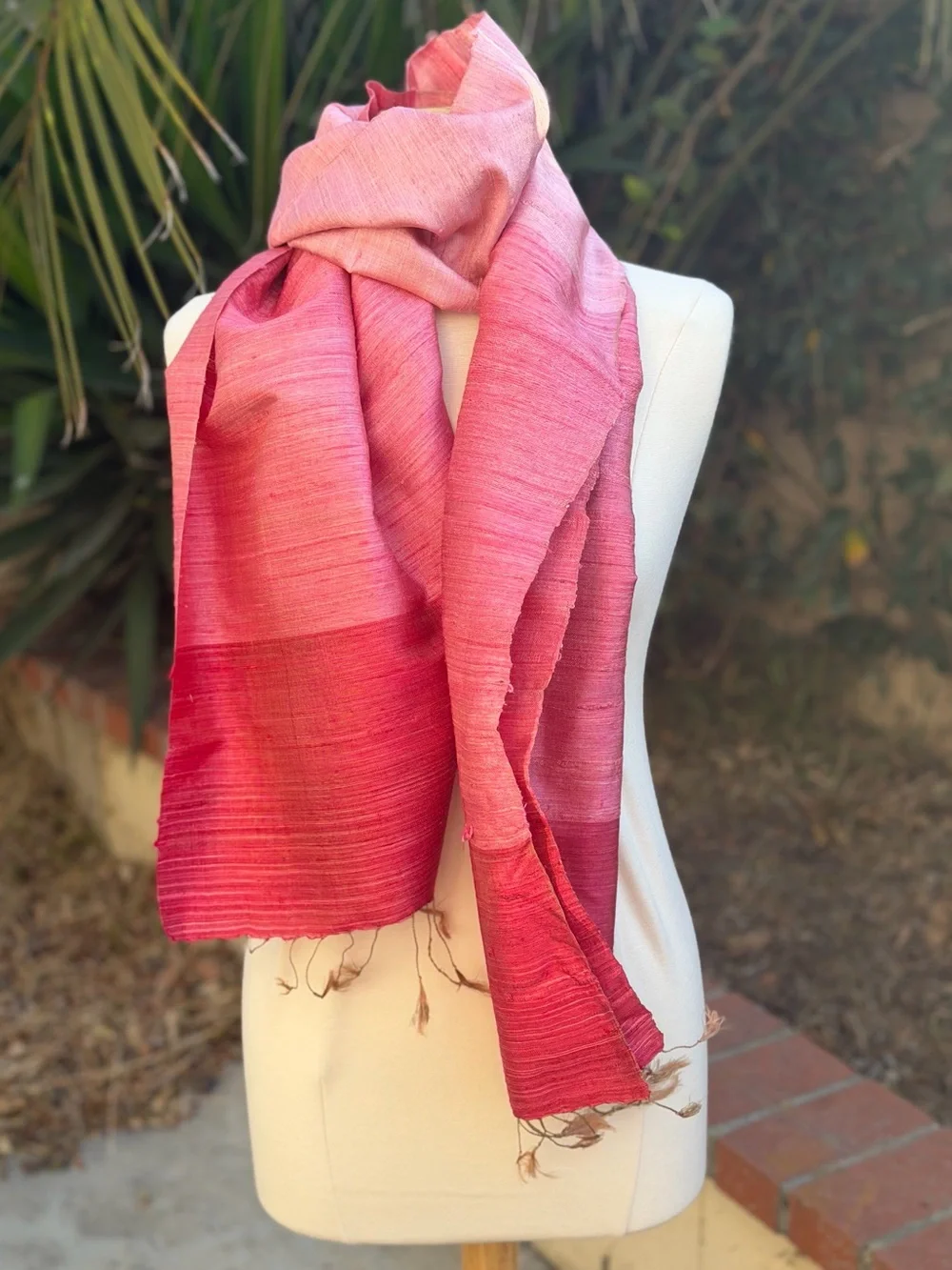 Pink Handwoven Silk Scarf